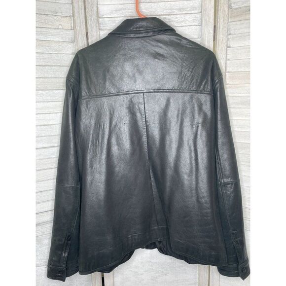 Vintage Calvin Klein Men's Leather Jacket Black Size XL - Picture 2 of 12
